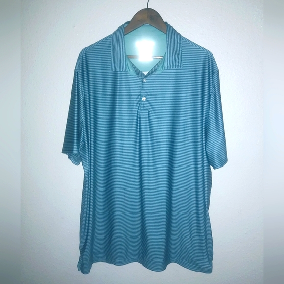 Hickey Freeman Other - Hickey Freeman Golf XXL Mens Turquoise Striped Short Sleeved Polo Shirt